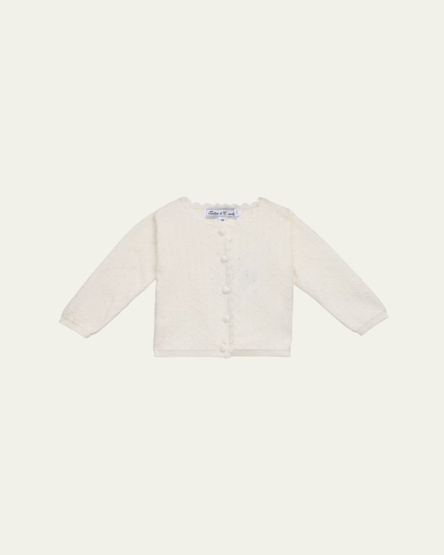 Girl's Scallop Knit Cardigan, Size 3M-4